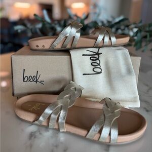 Beek MotMot Sandal in Platinum/Beach. New with Box & Dust bag
